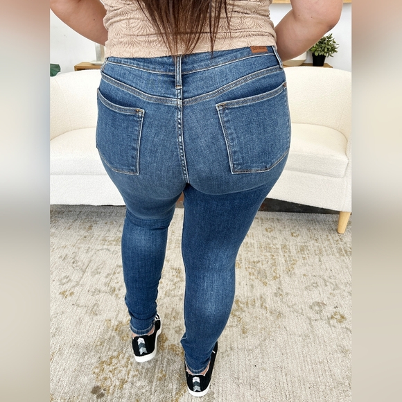 Skinny Judy Blue High-Rise Waist Denim Handsand Jeans Slim Stretchy Ankle Pants - Picture 8 of 16